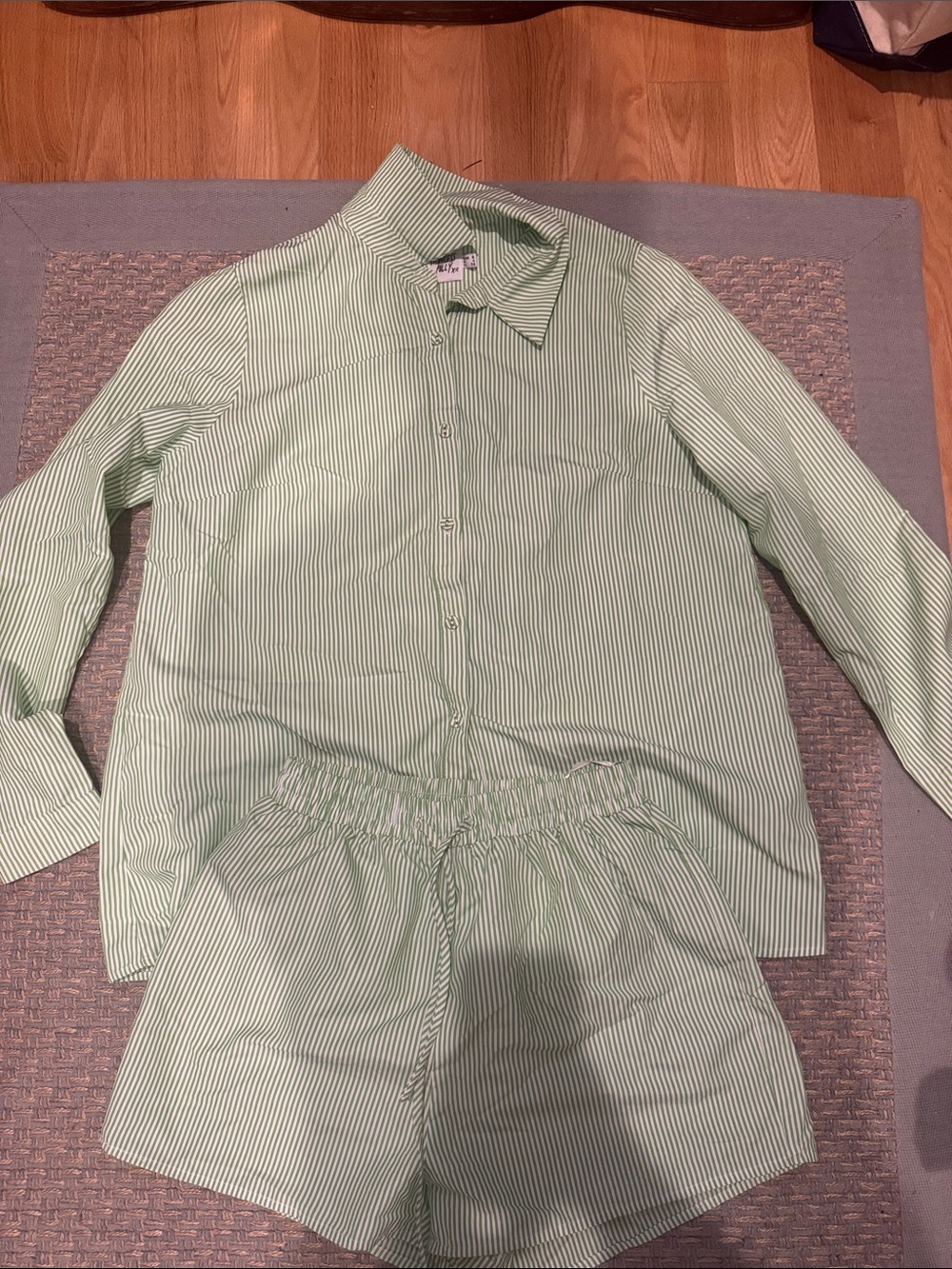 Princess Polly Striped Button-Down Top & Shorts Set